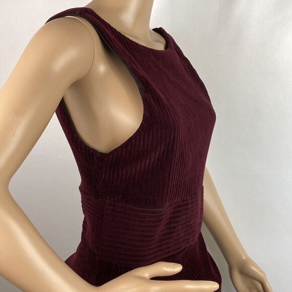 Free People Vivian corduroy burgundy/plum sleeveless mini dress size M - Picture 3 of 8